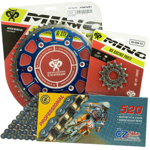 KTM 350 EXC-F 2012 - 2022 Mino 12T/48T MX CZ Chain & Blue Fusion Sprocket Kit