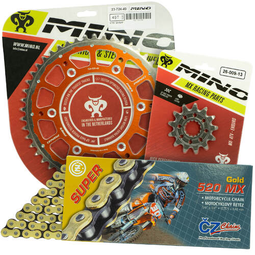 KTM 350 EXC-F 2012 - 2022 Mino 12T/48T Gold MX CZ Chain & Orange Fusion Sprocket Kit