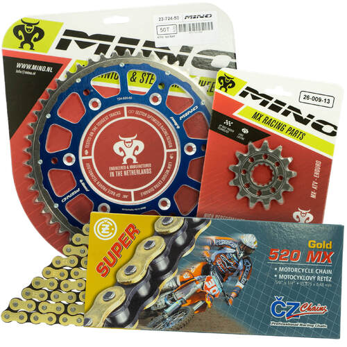 Husaberg FE390 2009 - 2012 Mino 12T/50T MX CZ Chain & Blue Fusion Sprocket Kit 