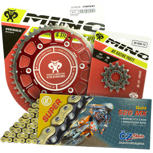 Gas Gas EC250 2021 - 2022 Mino 12T/48T Gold MX CZ Chain & Red Fusion Sprocket Kit
