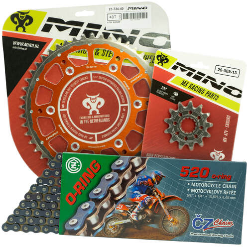 KTM 350 EXC-F 2012 - 2022 Mino 12T/48T O-Ring CZ Chain & Orange Fusion Sprocket Kit