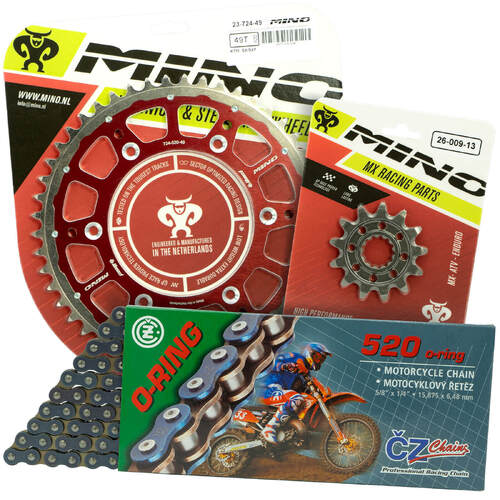 Gas Gas EX250 2021 - 2022 Mino 12T/48T O-Ring CZ Chain & Red Fusion Sprocket Kit