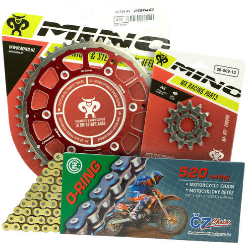 Gas Gas EC250 2021 - 2022 Mino 12T/48T Gold O-Ring CZ Chain & Red Fusion Sprocket Kit