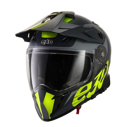 Eldorado ESD E30 Motorcycle Adventure Helmet Graphic E301 XS Black/Grey/Fluoro