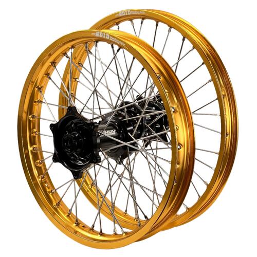 Husqvarna TE 250 2014-2015 Envy / DID Wheel Set Pair 21/18 Gold Rims Black Hubs