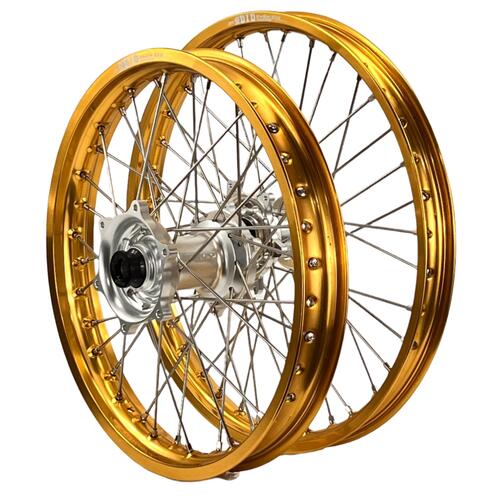 KTM 144 SX 2008 Envy/DID Wheel Set Wheels Pair 21/18 Gold Rims Silver Hubs