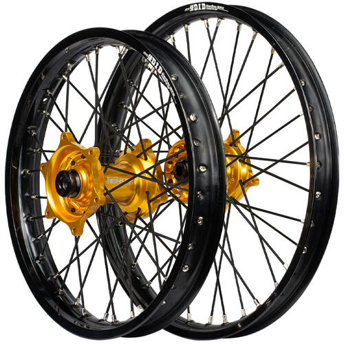 KTM 250 EXC 2003 - 2015 Envy / DID SNR Wheel Set 21/18 Black Rims Gold Hubs Black Spokes