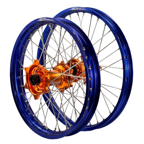 KTM 450 XC-F 2013-2014 Envy/DID Wheel Set Pair 21/18 Blue Rims Orange Hubs