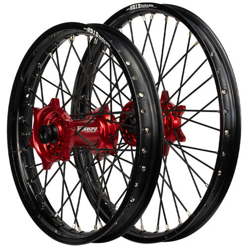 KTM 125 XC-W 2017-2019 Envy / DID Wheel Set 21/18 Black Rims Red Hubs Black Spokes