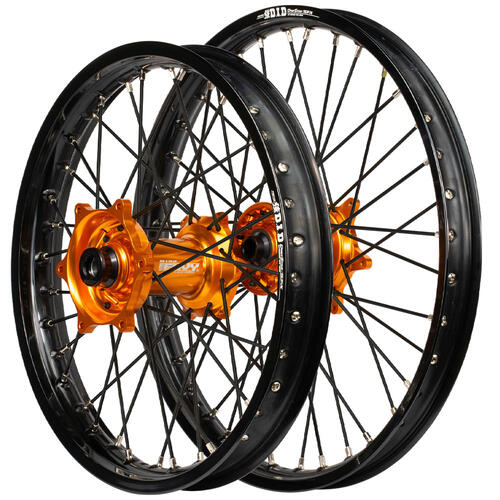 KTM 250 SX 2015-2022 Envy / DID Wheelset 21/19 Black Rims Orange Hubs Black Spokes