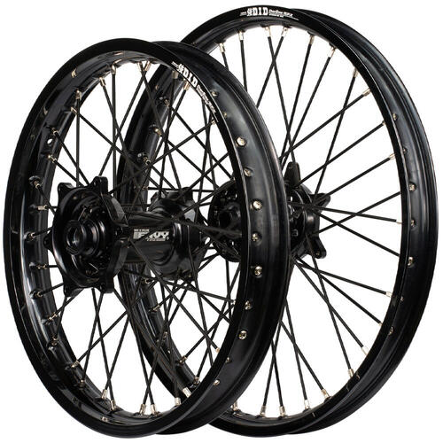 Kawasaki KX327 2027 Envy/DID SNR Wheel Set 21/19 Black Rims Black Hubs Black Spokes