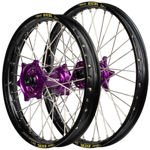 KTM 250 XC-F 2013 - 2014 Envy / Excel SNR Wheel Set 21/18 Black Rims Purple Hubs