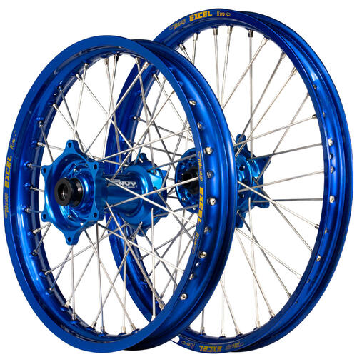 Yamaha YZ450F 2014-2025 Envy/Excel Wheelset Wheels Pair 21/18 Blue Rims Blue Hubs