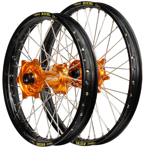 Husqvarna TC125 2015 Envy / Excel SNR Wheel Set 21/18 Black Rims Orange Hubs