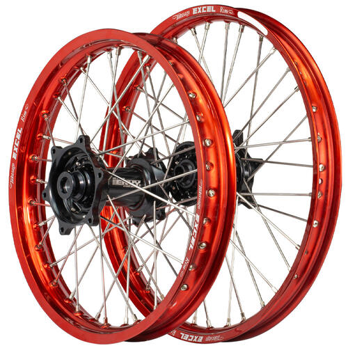 KTM 250 XC-F 2015-2022 Envy/Excel Wheelset Wheels Pair 21/18 Red Rims Black Hubs