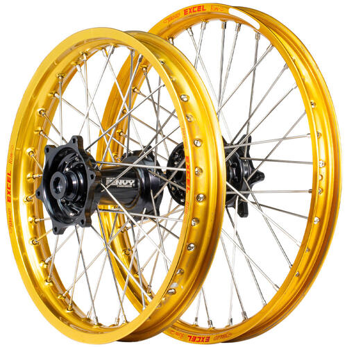KTM 125 SX 2015-2022 Envy/Excel Wheel Set Wheels Pair 21/19 Gold Rims Black Hubs