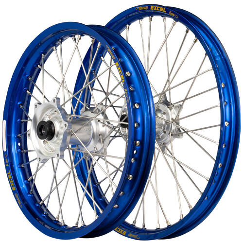 KTM 250 XC-F 2023-2025 Envy/Excel Wheelset Pair 21/18 Blue Rims Silver Hubs
