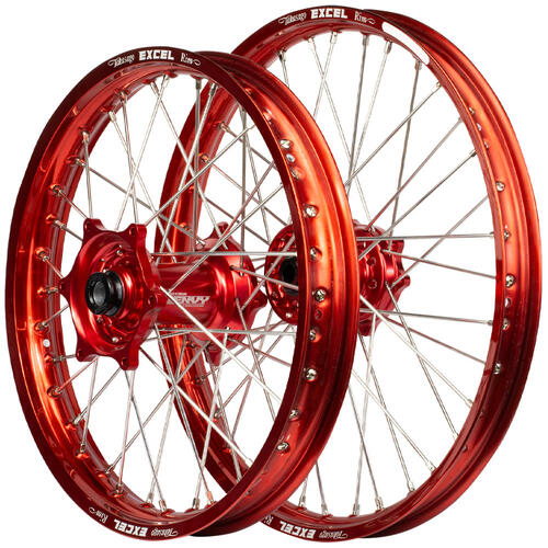 KTM 250 SX 2023-2025 Envy/Excel Wheelset Wheels Pair 21/19 Red Rims Red Hubs