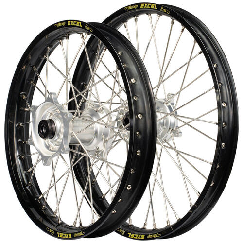Kawasaki KX327 2027 Envy/Excel SNR Wheel Set 21/19 Black Rims Silver Hubs