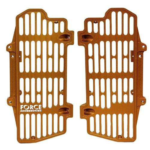 KTM 250 XC-F 2017-2025 Force Accessories Billet Radiator Guards Braces Orange
