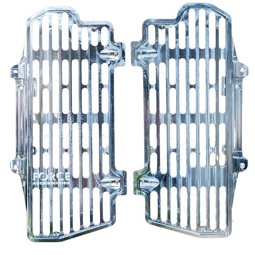 KTM 125 SX 2017-2025 Force Accessories Billet Radiator Guards Braces Silver