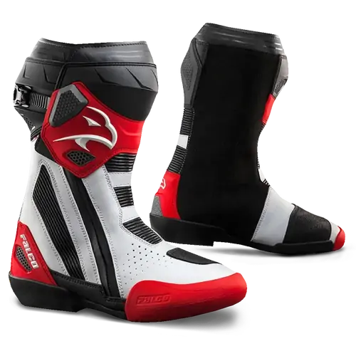 Falco Mens Motorcycle Boots Elite GP White/Red