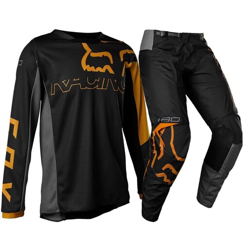 Fox 2022 180 Skew MX Motocross Youth Jersey & Pants Set Black/Gold