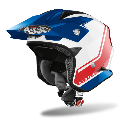 Airoh TRR-S Keen Trials Motorcycle Helmet Blue Red Gloss XS