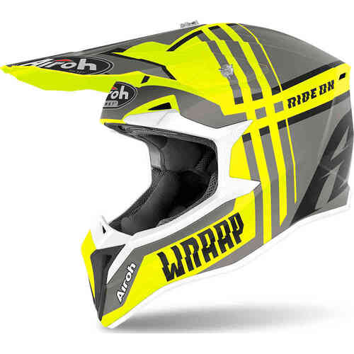 Airoh Wraap Broken Off Road Motorcycle Helmet Yellow Matt