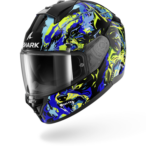 Shark Road Motorcycle Helmet Ridill 2 Raging Beast Black/Blue/Green L