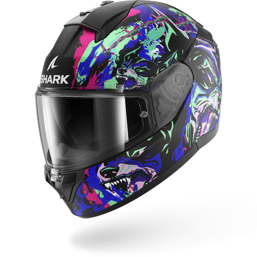 Shark Road Motorcycle Helmet Ridill 2 Raging Beast Matt Black/Violet/Green L