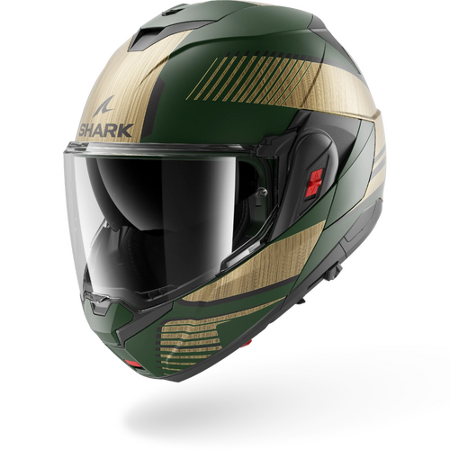 Shark Road Motorcycle Helmet OXO Sikter Matt Green/Chrome/Gold 
