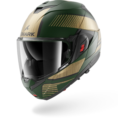 Shark Road Motorcycle Helmet OXO Sikter Matt Green/Chrome/Gold S