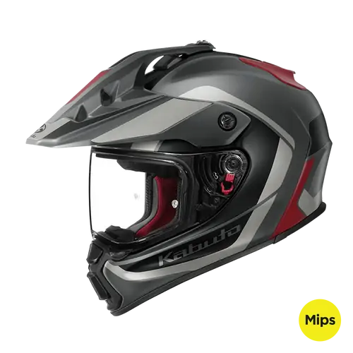 Kabuto Adventure Motorcycle Helmet Geosys GT MIPS Block Gunmetal Red S