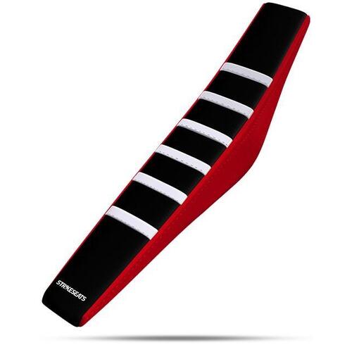 Honda CR250R 1992-1996 Strike Gripper Ribbed Seat Cover White-Black-Red