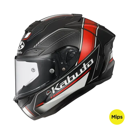 Kabuto Road Motorcycle Helmet F17 GP MIPS Race Forte Flat Black/Red S