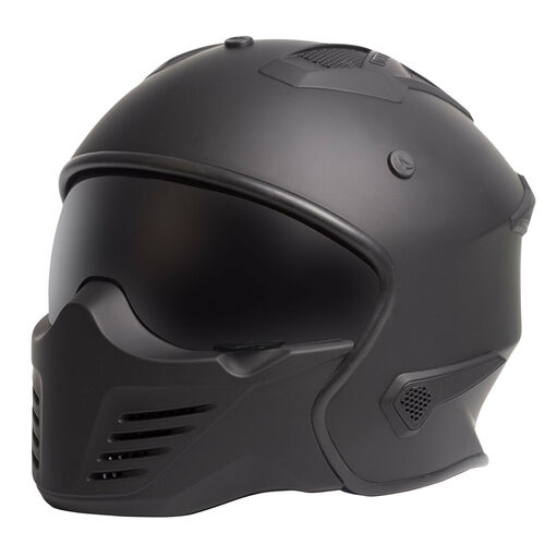Rxt Warrior Matt Black Road Cruiser Motorcycle Helmet XS