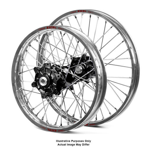 Honda CRF1000L Africa Twin 2015 - 2022 Adventure Wheel Set Silver Excel Rims / Black Haan Hubs 21x1.85 / 18x4.25 