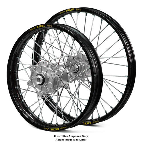 Fits Suzuki DL650 V-STROM 2014-2024 Wheel Set Black Excel Rims / Silver Haan Hubs 17x3.50 / 17x4.25 