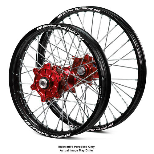 Honda CRF1000L Africa Twin 2016-2019 Wheel Set Black Platinum Rims / Red Haan Hubs 21x1.85 / 18x4.25 