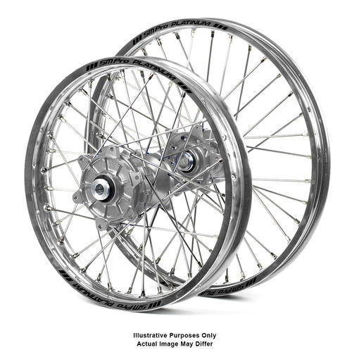Honda CRF1000L Africa Twin 2016-2019 Wheel Set Silver Platinum Rims / Silver Haan Hubs 17x3.50 / 17x4.25 