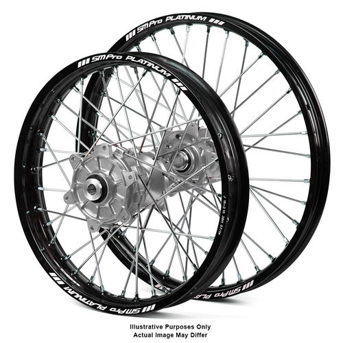 KTM 990 ADVENTURE ADVENTURE 2003-2012 Wheel Set Black Platinum Rims / Silver Haan Hubs 21x2.15 / 18x4.25 OEM Size 