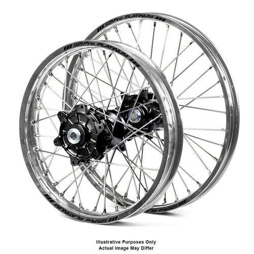 KTM 1290 ADVENTURE R 2017-2024 Wheel Set Silver Platinum Rims / Black Haan Hubs 17x3.5 / 17x4.25 