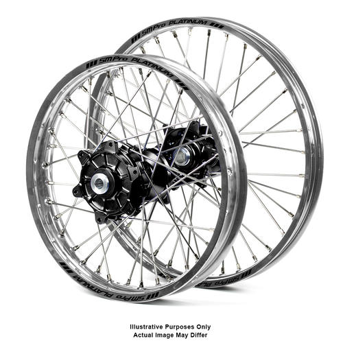 Suzuki DL650 V-Strom 2014 - 2018 Adventure Wheel Set Silver Platinum Rims / Black Haan Hubs 21x1.85 / 18x4.25 