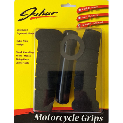 Johar Extra Thick Foam Superbike Grooved Motorcycle Grips 7/8"