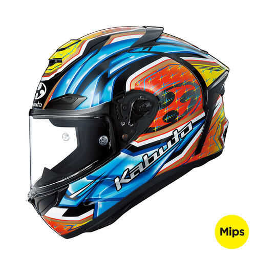 Kabuto Road Motorcycle Helmet F17 GP MIPS Race Glanz Blue/Yellow
