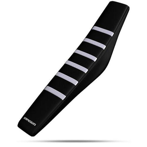 KTM 65 SX 2005 Strike Gripper Ribbed Seat Cover White-Black-Black