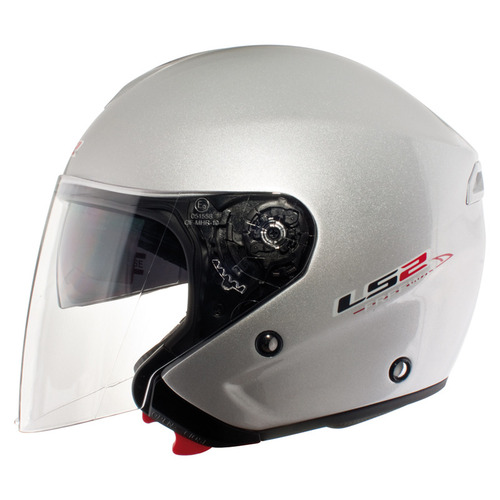 LS2 OF552 Scooter Open Face Helmet F-Way Solid Gloss Silver 