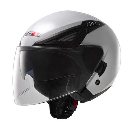 LS2 OF586 Bishop Scooter Open Face Helmet Solid Gloss White 