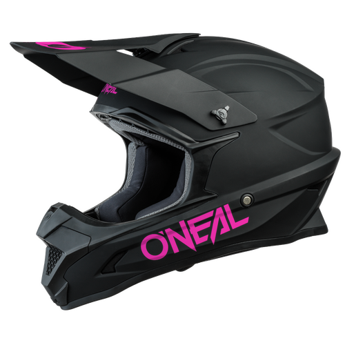 Oneal 2022 Series 1 Solid Black Pink MX Motocross Helmet Youth